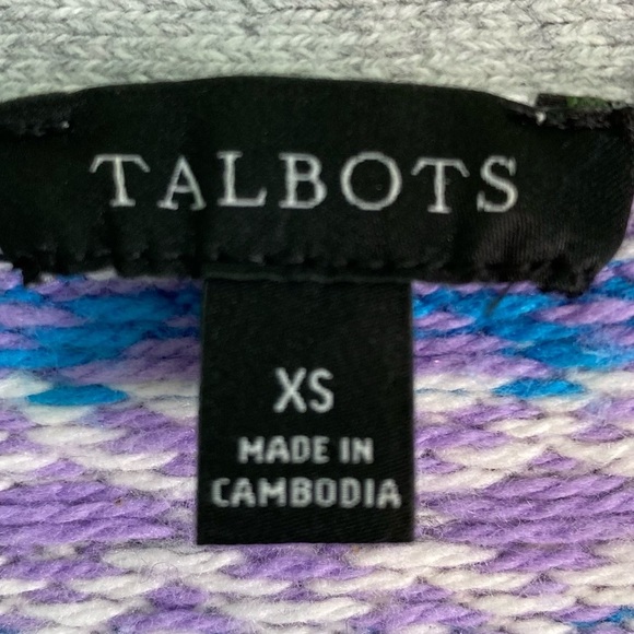 Talbots Crewneck Fair Isle Cardigan and Scarf Lavender/Gray/Blue/Black (Size XS) - Picture 8 of 11